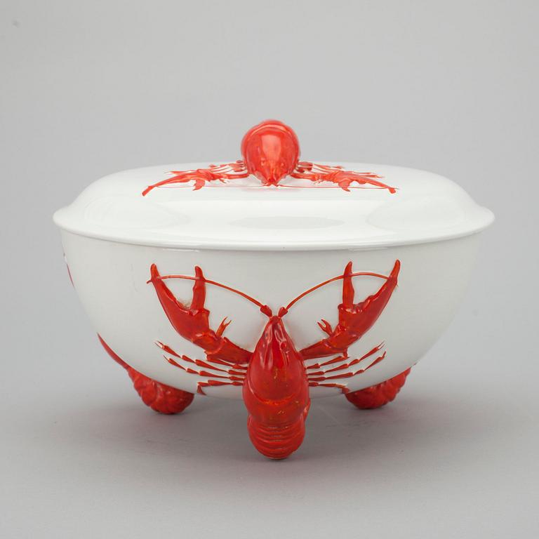 KRÄFTSKÅL MED LOCK, flintgods, Rörstrand 1900-talets första hälft.