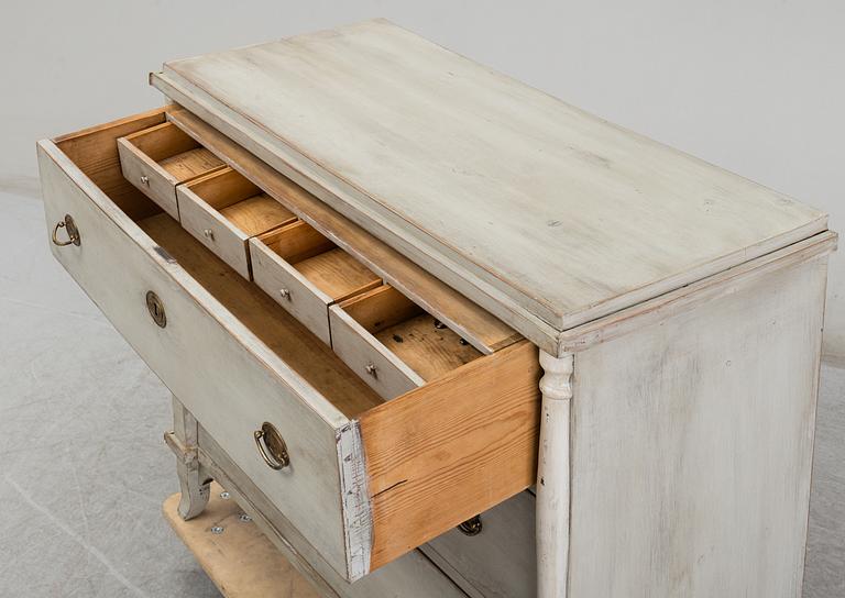 A painted chest of drawers, late 19th Century.