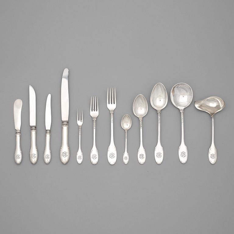 A Swedish 20th century 105 piece silver table-service, mark of WA Bolin, Stockholm 1940's.