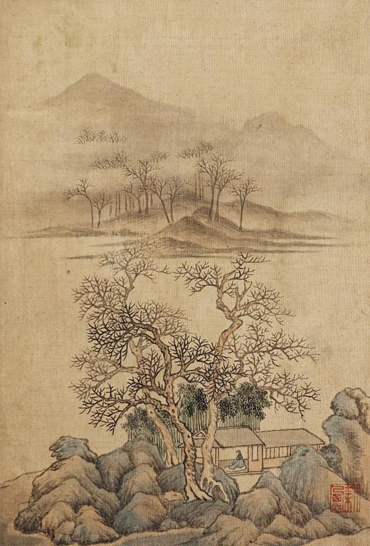 An album with 12 landscape paintings in the style of Wang Hui (1632-1717), Qing Dynasty, 19th century.