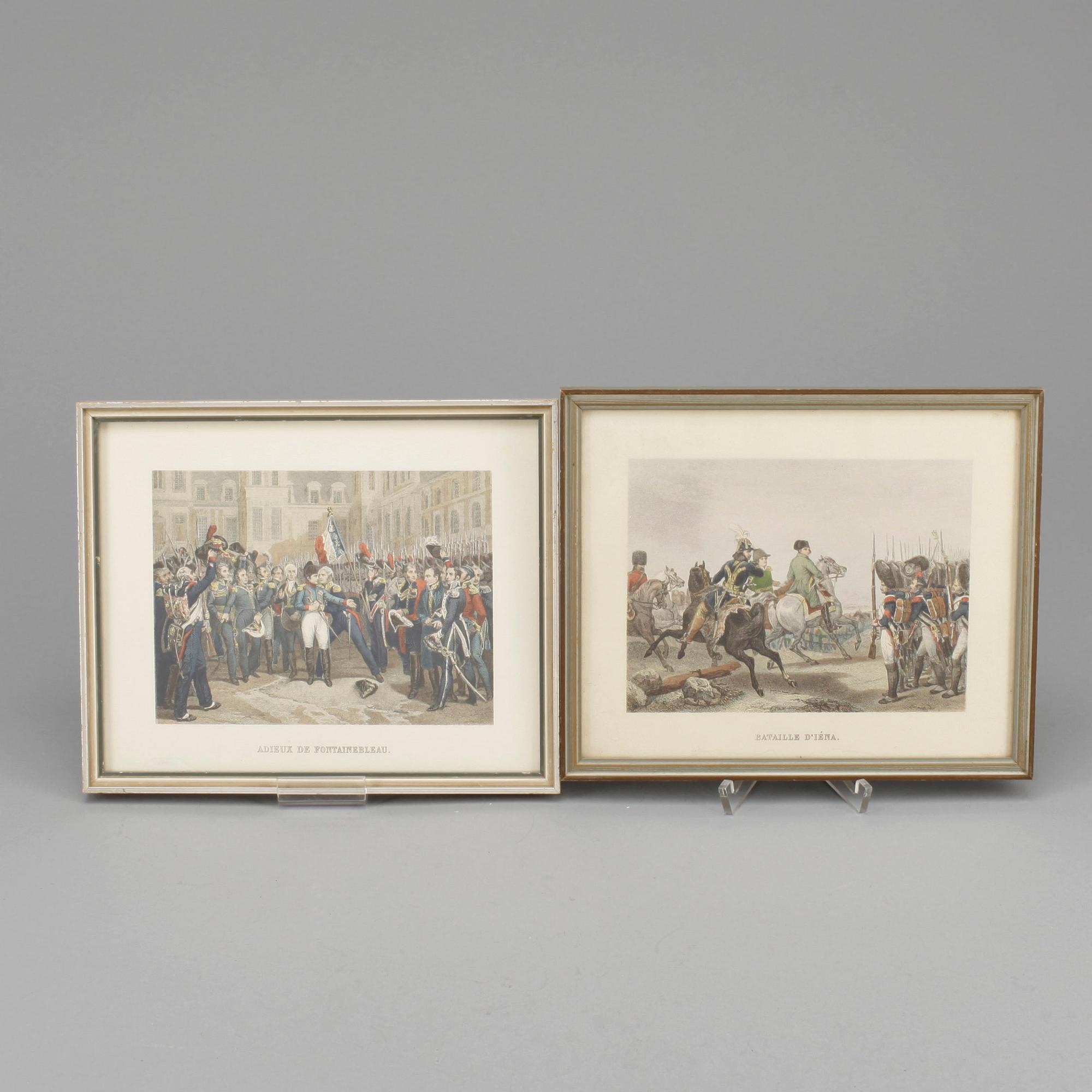 GRAVYRER, 4 st, handkolorerade, 1800-tal.