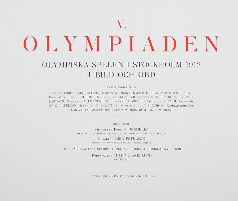 BOK, "Olympiaden i bild och ord", Stockholm, 1912.