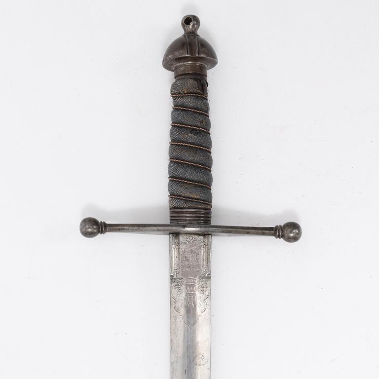 A Scottish infantry officer's sword with cross hilt and field scabbard, by Henry Wilkinson, London.