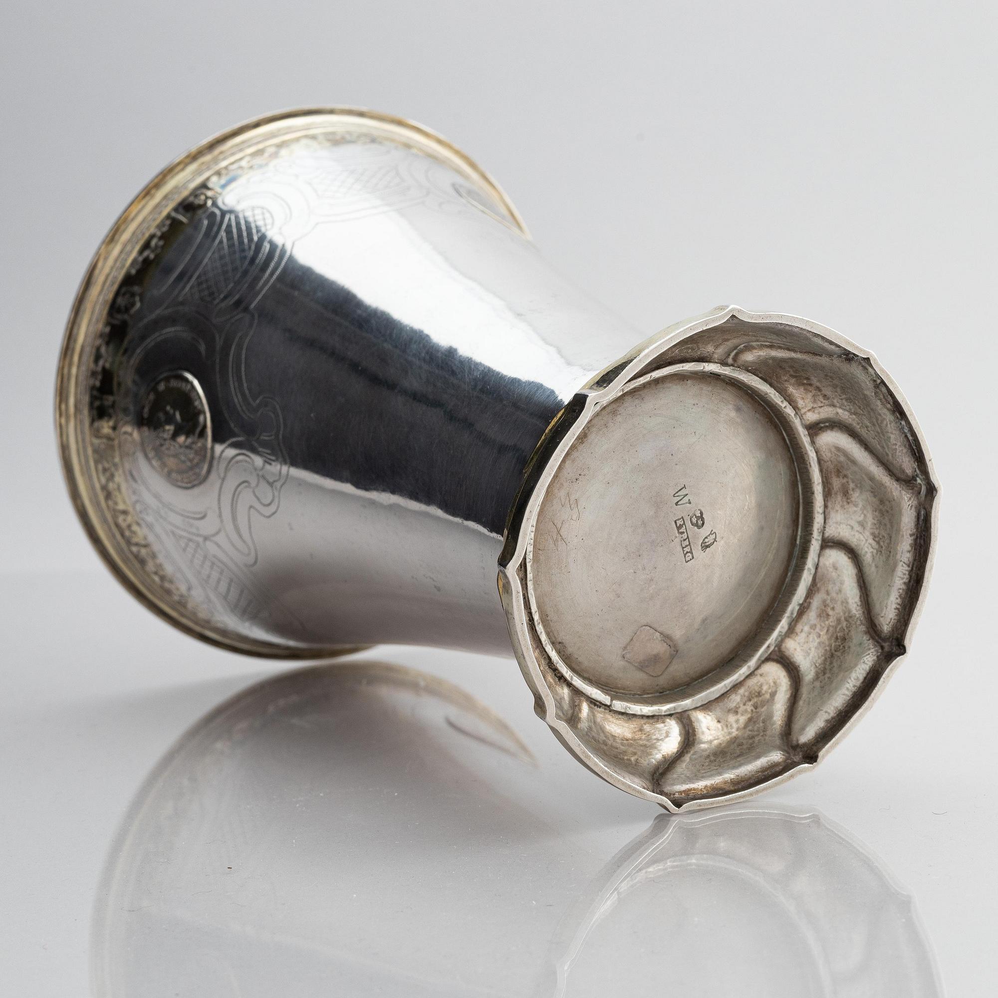Simson Ryberg, bägare, delvis förgyllt silver, Stockholm 1779. Gustaviansk.