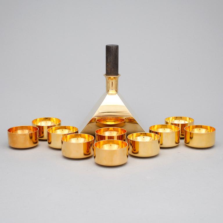 PLUNTA OCH SUPKOPPAR, 1+10st, mässing och förgylld mässing, Pierre Forsell, Skultuna.