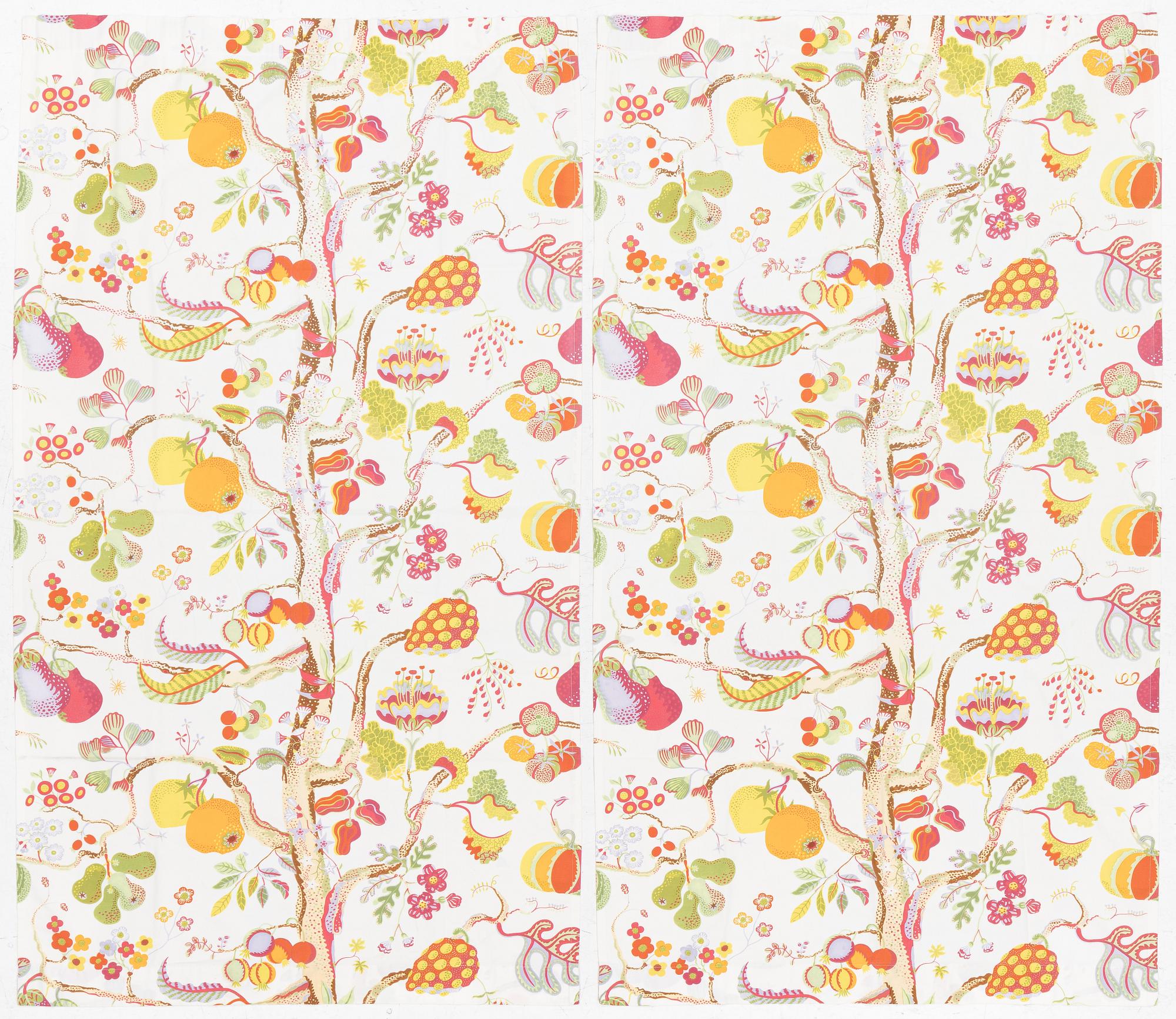Josef Frank, a pir of curtains, 'Vegetable Tree', Svenskt Tenn.