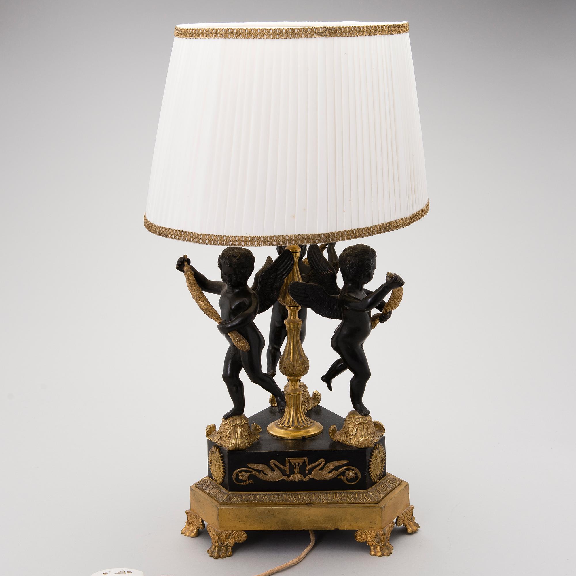 AN EMPIRE STYLE TABLE LAMP, late 19th century.