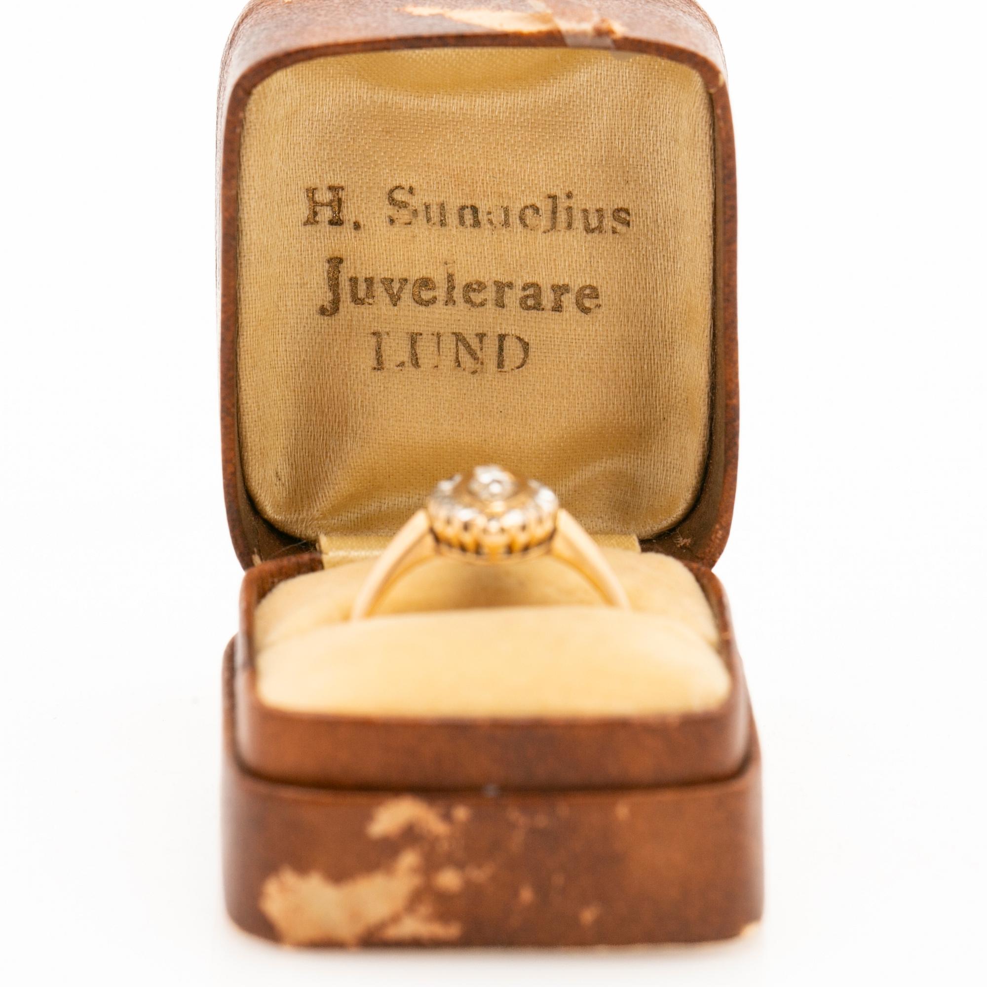 Ring, 18K gold, rose-cut diamonds, K. Anderson, 1896.