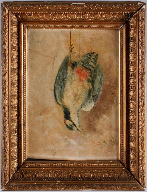 OKÄND KONSTNÄR, olja på pannå, sign O S 1902.