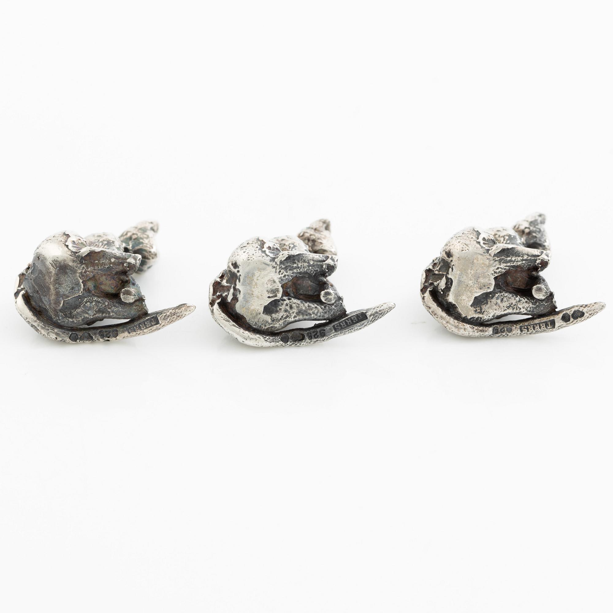 PA Lundahl-Terrs, figurines/pendants, eleven pieces, silver, in the form of animals.