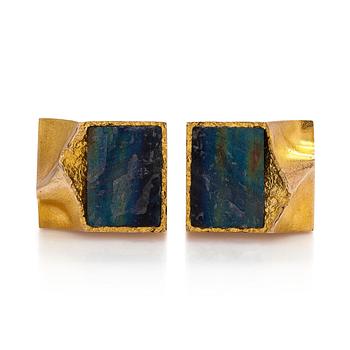 Björn Weckström, manschettknappar, "Antarktik", spektrolit, 14K guld.