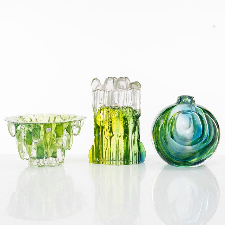 Göran Wärff, konstglas, tre delar, Kosa Boda, 1970-tal.