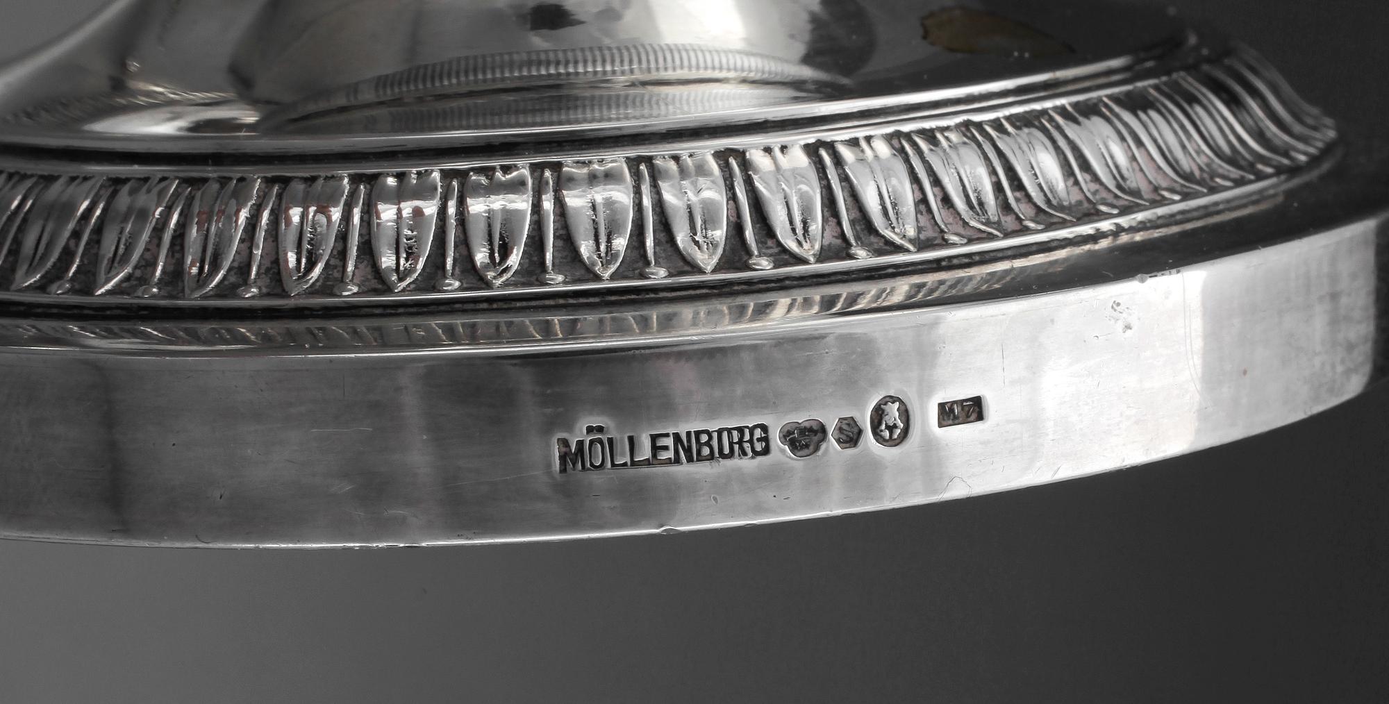 KAFFESERVIS, 3 delar, silver, empirstil, Gustaf Möllenborg, Stockholm 1917. Ca 1540g.