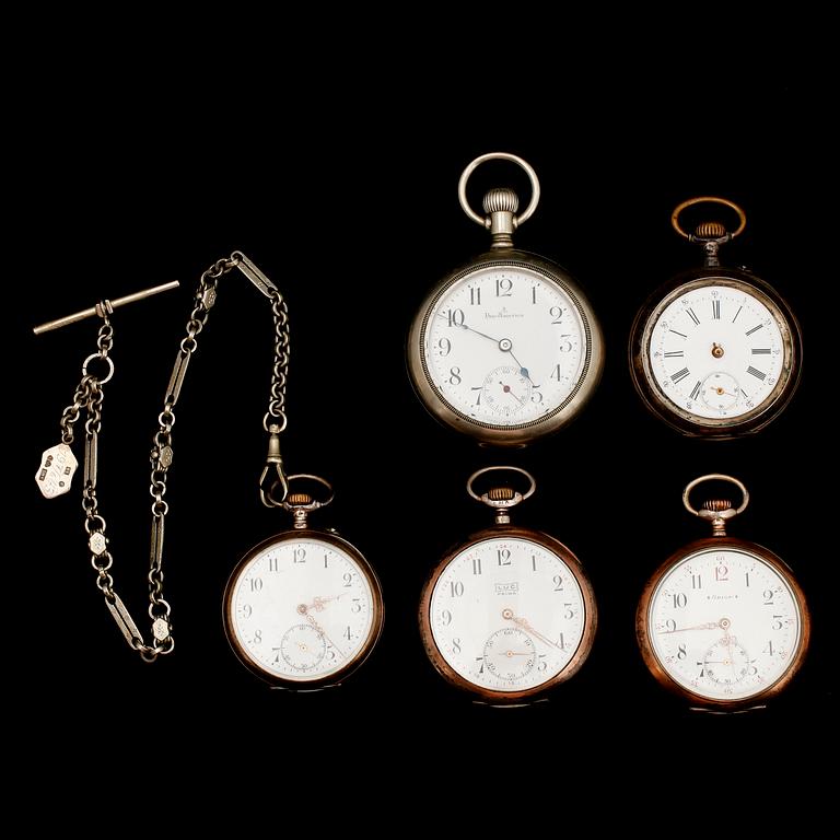 FICKUR, 5 st, (4 silver 1 nickel), sekelskiftet 1900.