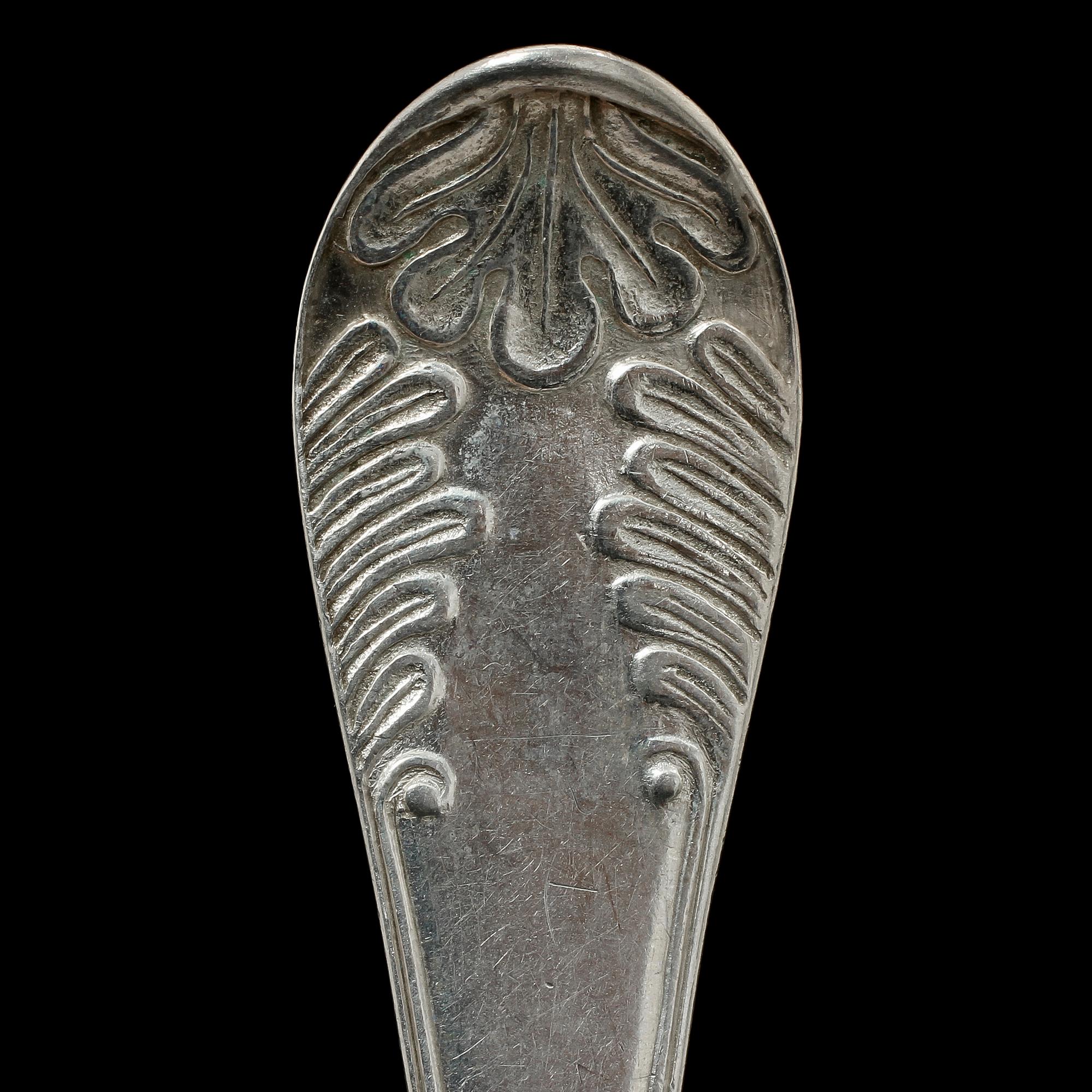 MATSKEDAR, 6 st, silver, Anders M. Bäck, Alingsås, 1850. Vikt 342 g.