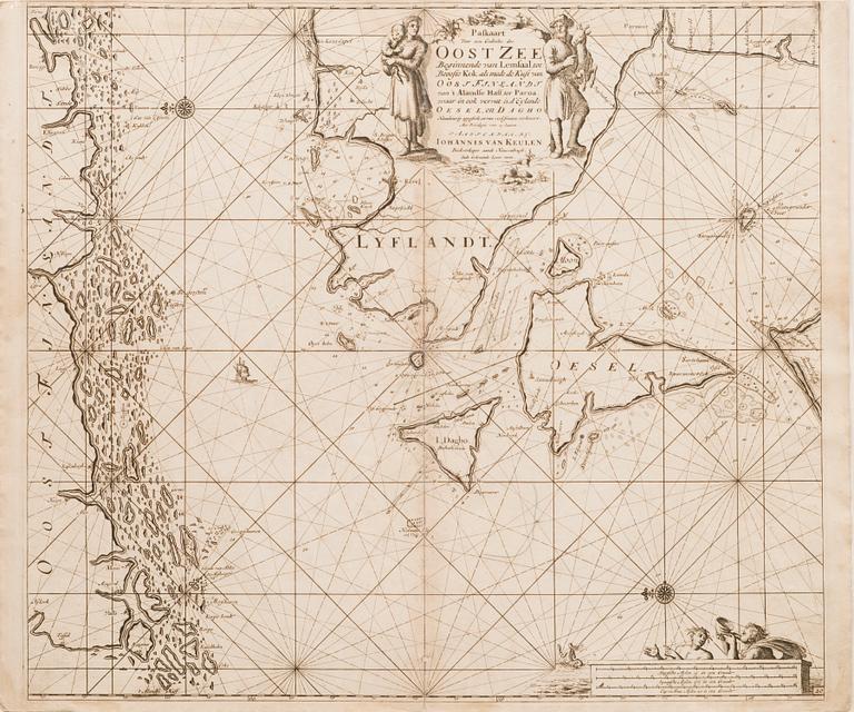 KARTTA, kuparipiirros, Johannes van Keulen, 1680-luku.