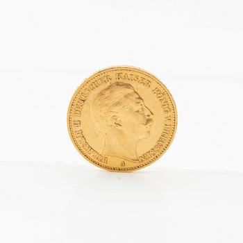 Gold coin 20 marks 1893 German Empire Wilhelm II.