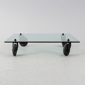 Gae Aulenti, a 'Tavolo con Ruote' coffee table, Fontana Arte, Italy, 1980s.