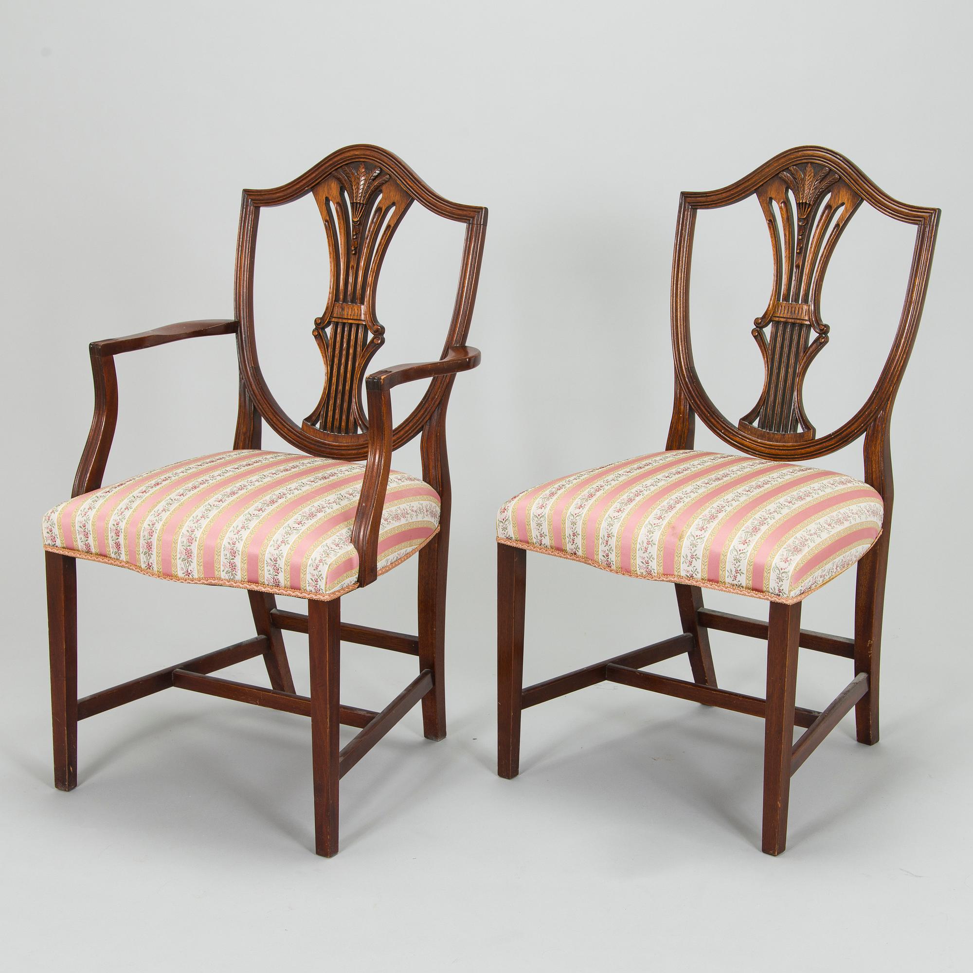 Matbord och stolar, 8 st, England 1970-tal.