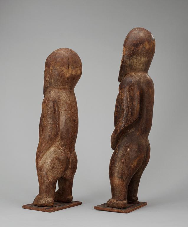 A set of two 20th Century African wood figure.