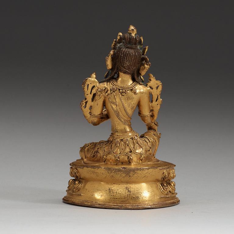 A gilt bronz Tara, Qing dynasty, 18th Century.