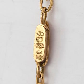 Necklace/pendant, key with monogram under a noble crown. The chain stamped Wilhelm Pettersson, Åbo 1963.