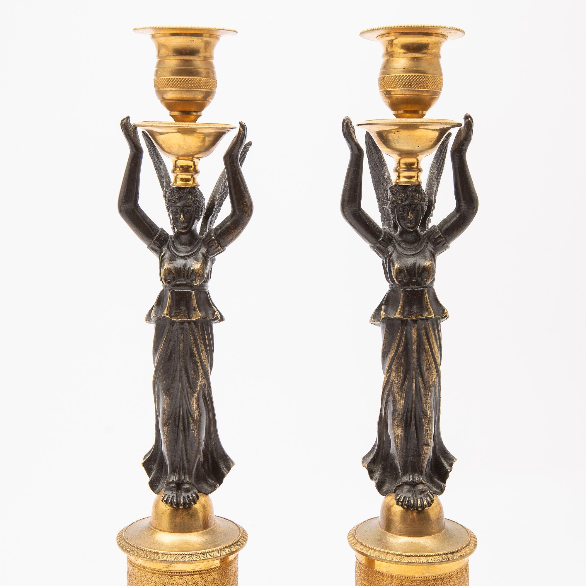 Candelabras, a pair, Empire style, France, second half of the 19th century.
