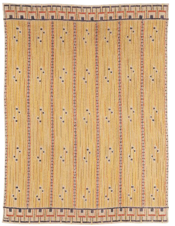 DRAPE. "Gult draperi". Flat weave. 289 x 220 cm. Signed MMF.