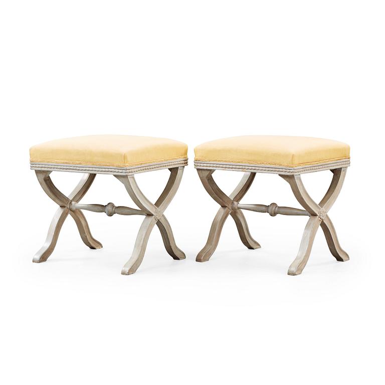 A pair of late Gustavian circa 1800 stools.