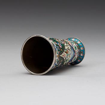 A Russian early 20th century silver and enamel beaker, maks of Konstantin Skvortsov, Moscow 1899-1908.