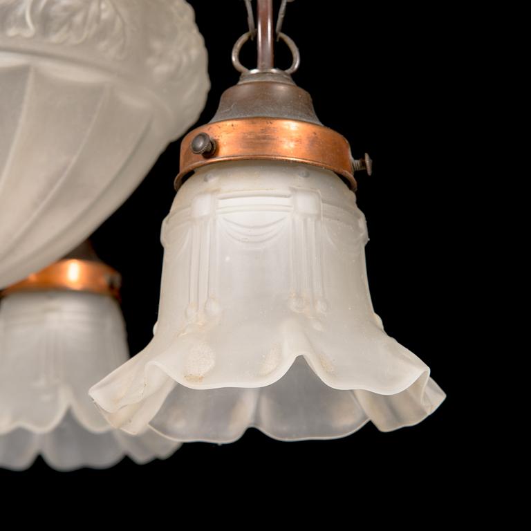 An early 20th-century Jugend style pendant ceiling light.