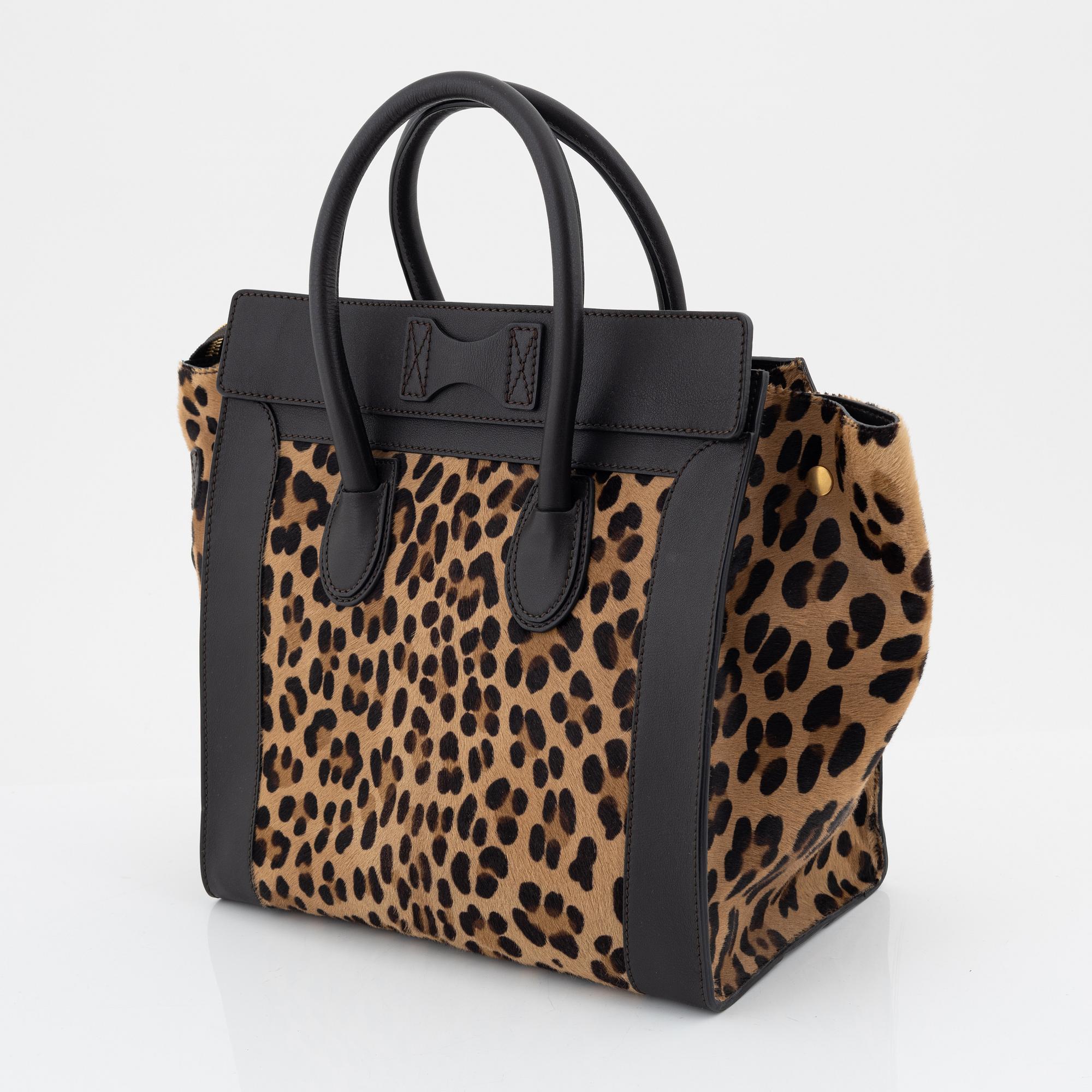 Céline, a leopard pony hair 'Mini shopper' bag.