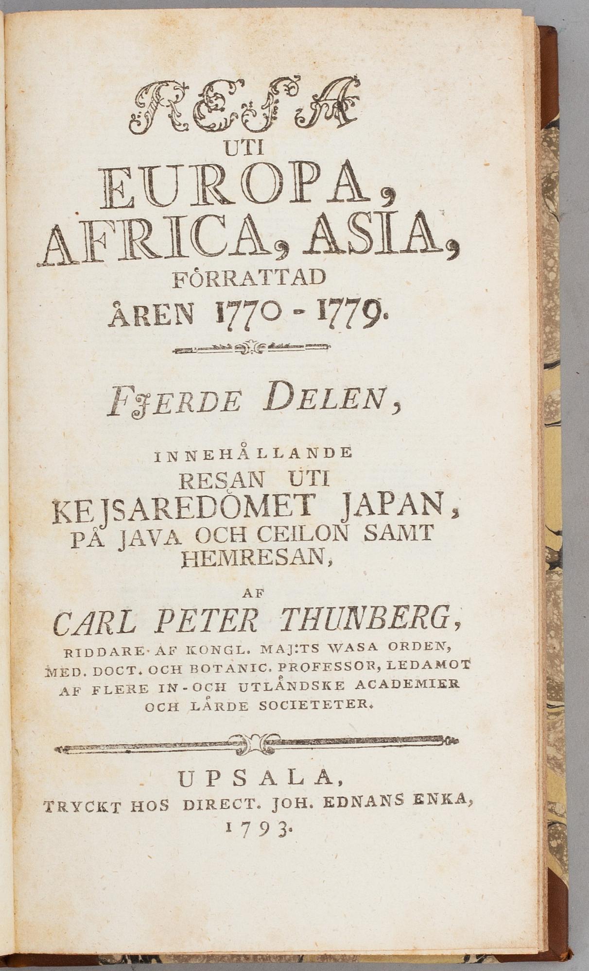 Thunbergs Resa 1770-79 i vackra band (4 vol).