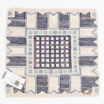 Barbro Nilsson, a textile, "Blå Stjärnan", c 40 x 41 cm, flat weave, signed BN.