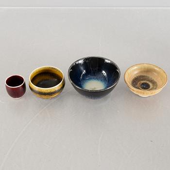 Five miniature vases and four bowls, including Carl Harry Stålhane, Rörstrand and Wilhelm Kåge, Gustavsberg Studio.