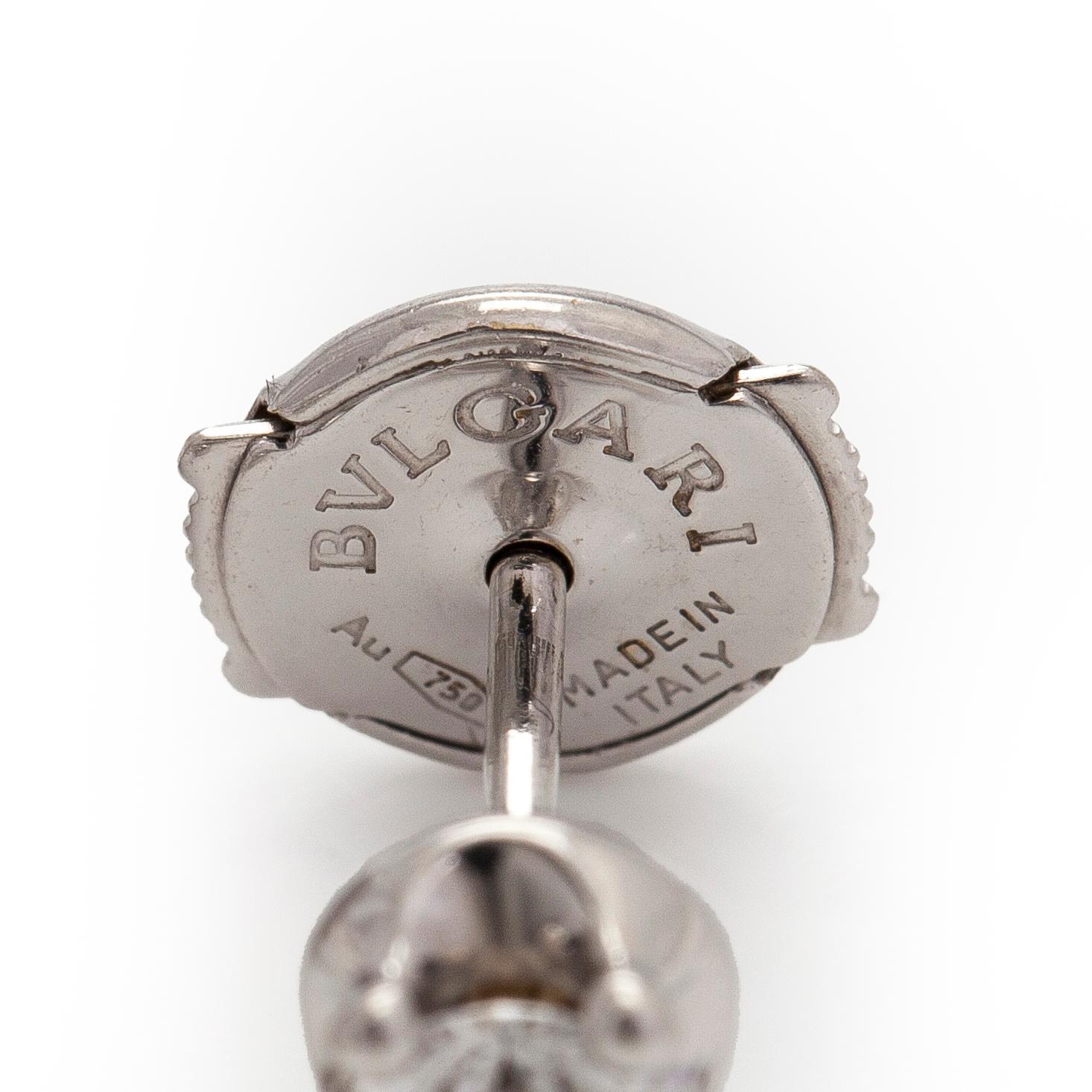 Bulgari, a pair of 18K white gold 'Corona' earrings with brilliant-cut diamonds.