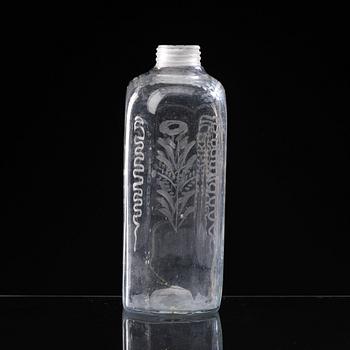 FLASKA, glas. Troligen Skånska glasbruket, 1700-tal.