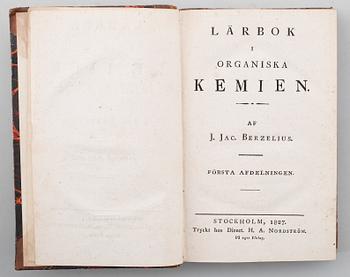 BÖCKER: Lärbok i Kemien av dr J Jac Berzelius, 4 volymer, 1817, 1822, 1818 samt 1827.