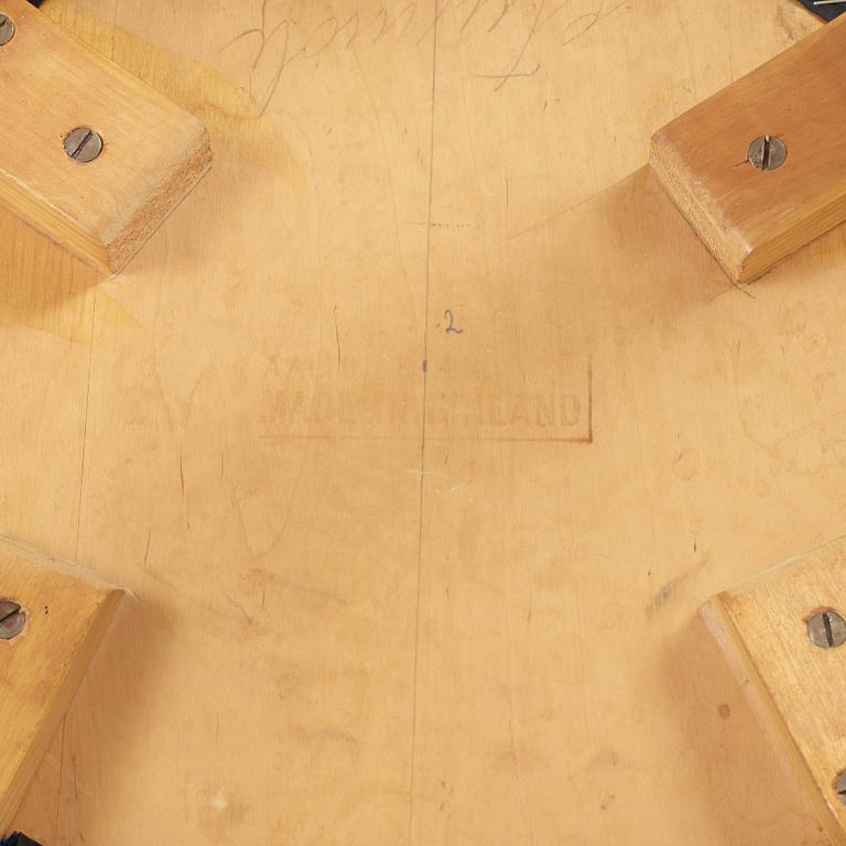 ALVAR AALTO, bord och stolar, 8 st, O.y Huonekalu-ja Rakennustyötehdas A.B för Artek, Finland 1930-40-tal.