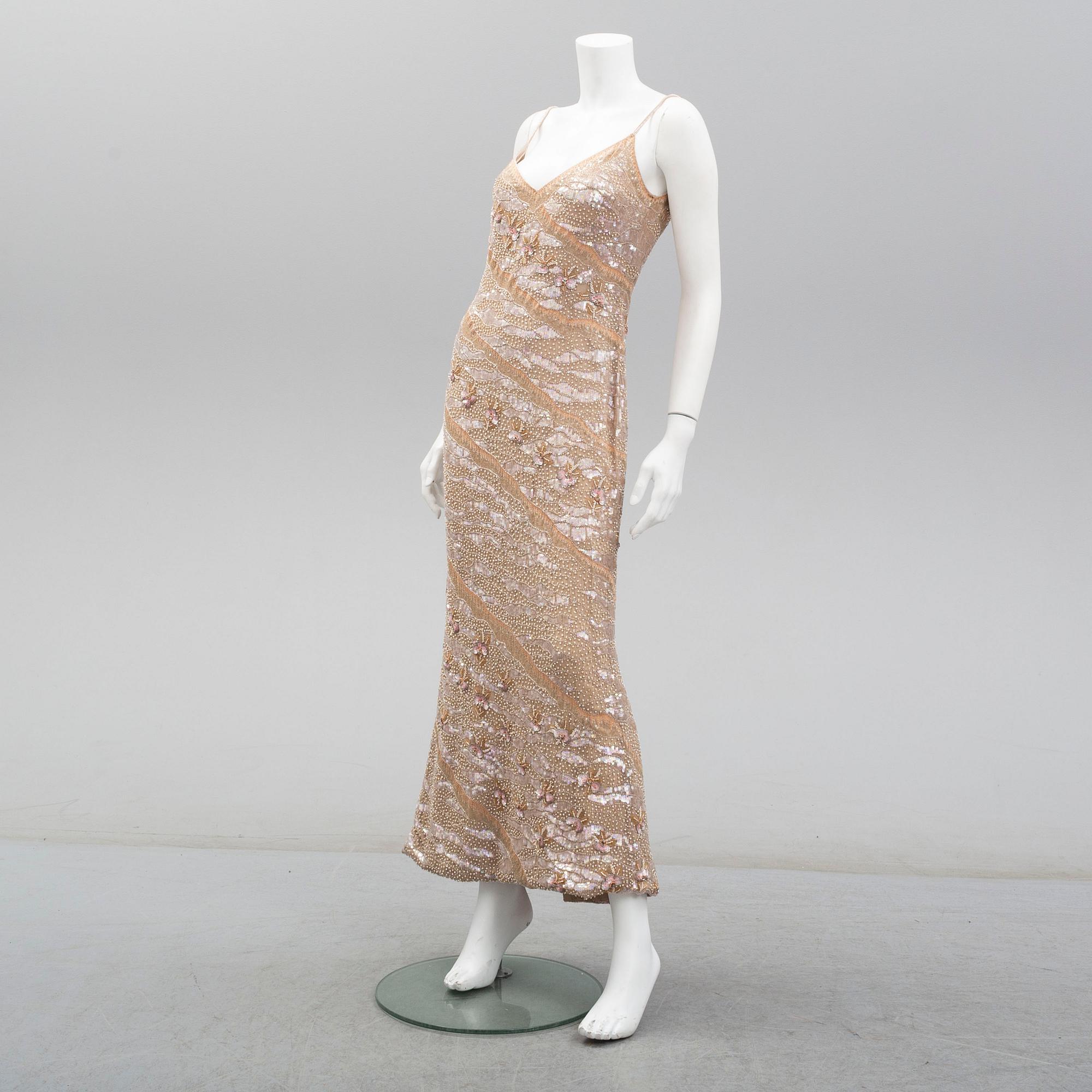 ESCADA, a beaded silk evening gown, size 36.