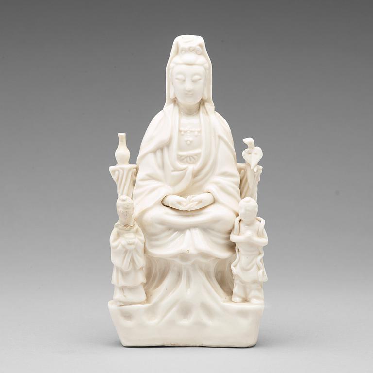 A blanc de chine figure of Guanyin, Qing dynasty, 18th  Century.