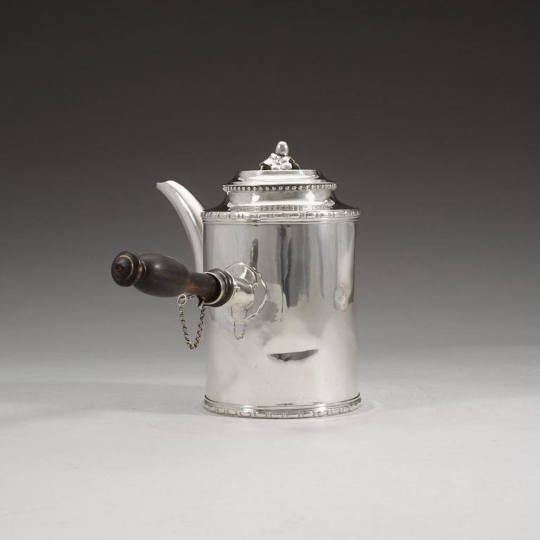 A Swedish 18th century silver coffee-pot, Julius Marianus Bergs, Stockholm 1784.