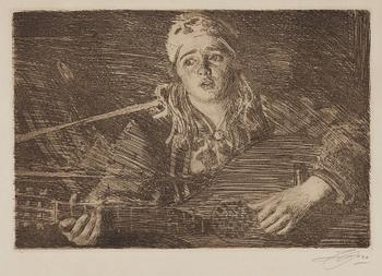 ANDERS ZORN, etching, signed Zorn in pencil and dated 1919 in the plate. "Ols Maria".