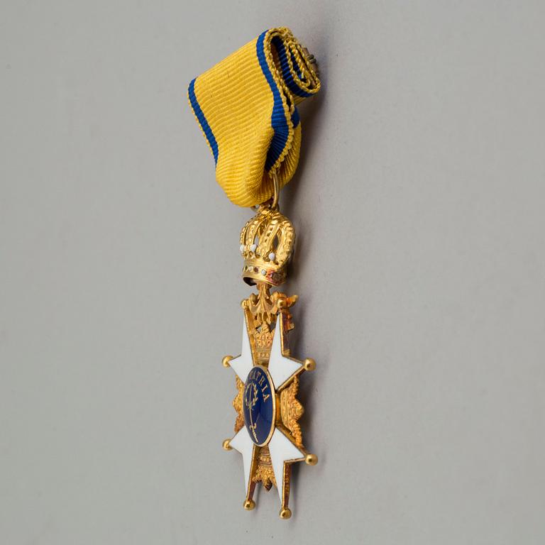 Order of the Sword, Sweden, a knight's cross, gold and enamel.