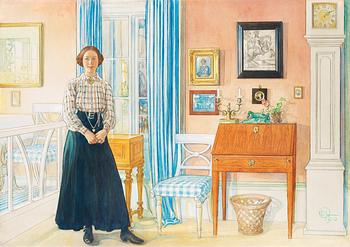 Carl Larsson, "Brita i förmaket" / "Brita och liljan" (Brita in the drawing-room / Brita and the Lily).