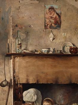 Frans Oscar Stenvall, Family by the fire.