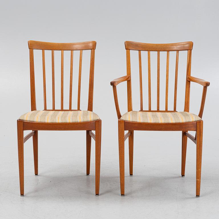 Carl Malmsten, dining set, 7 pieces plus two extension leaves, "Herrgården", Bodafors, second half of the 20th century.