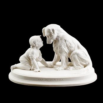 SKULPTUR, parian, "Kan du inte tala?", Gustafsberg, 1898.