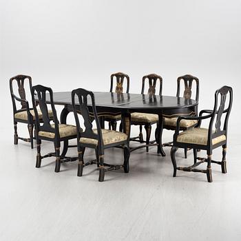 Matgrupp, rokokostil, 8 delar, sent 1800-tal.