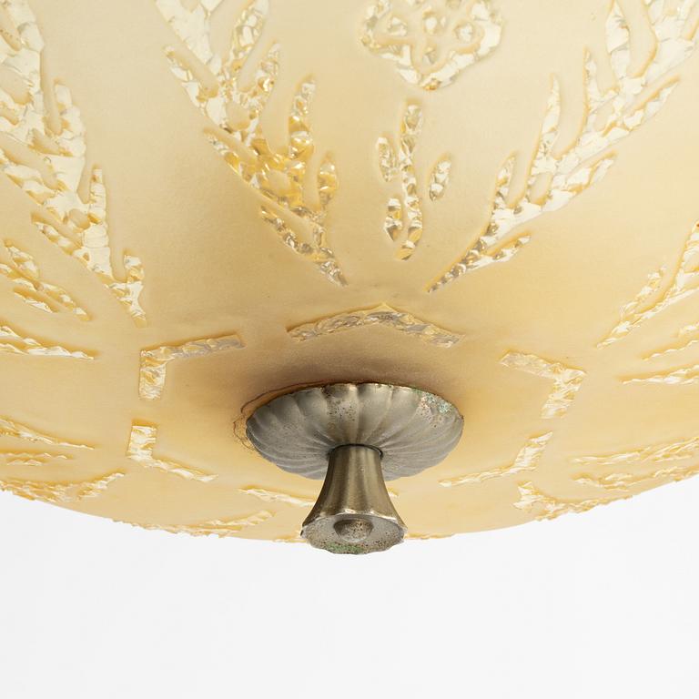 Fritz Kurz, A model KD 9775 Swedish Modern ceiling lamp, Orrefors, 1940s.